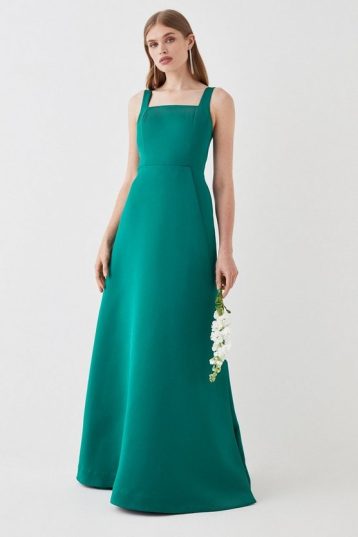 Coast Structured Satin Square Neck Split Bridesmaids Dress