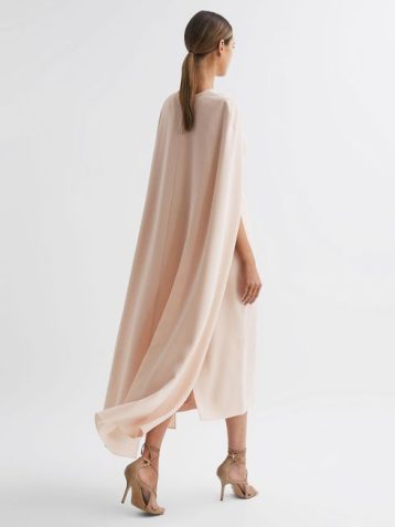 Reiss Kate Cape-Style Midi Dress Nude