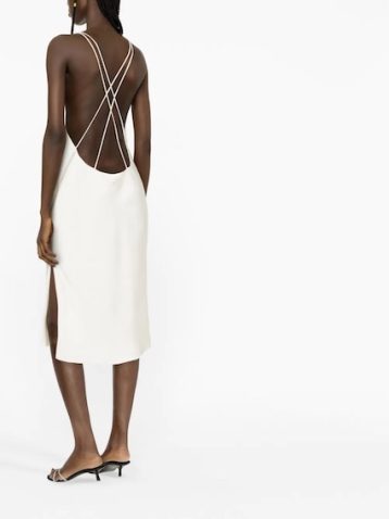 ROTATE open-back slip dress Ivory