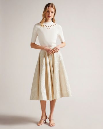 Ted Baker Alannas Jacquard Paisley Full Skirt Natural