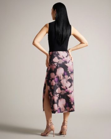 Ted Baker Elliha Sleeveless Mockable Dress With Floral Slip Skirt