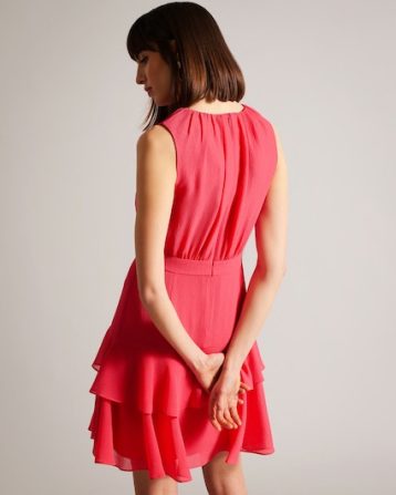 Ted Baker Zandaa Asymmetric Tiered Mini Dress Coral