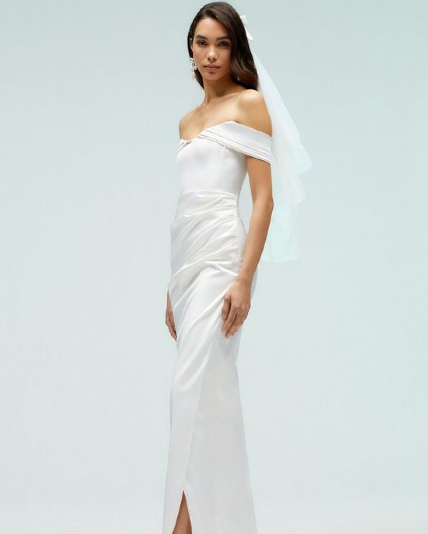 Structured Satin Bardot Wrap Maxi, £139