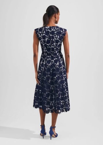 Hobbs Pheobe Lace Dress Pale Blue Navy