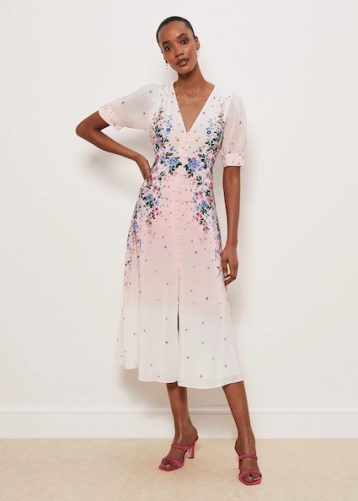 Hobbs Ridley Silk Dress Ivory Multi