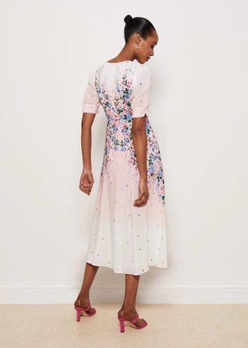 Hobbs Ridley Silk Dress Ivory Multi