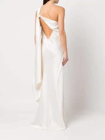 Michelle Mason drape-panel silk gown White