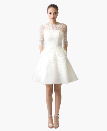 Narces Flor 3D Hand Embellished Dress Ivory