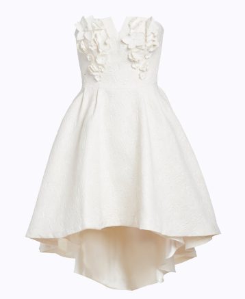 Narces Lula Blanc 3D Floral Hand Embellished Dress Ivory