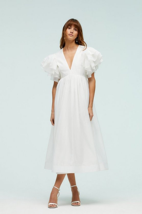 Ivory Mega Ruffle Full Skirted Dress