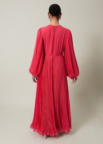 Phase Eight Lillian Pleated Wrap Maxi Dress Pink