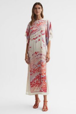 Reiss Lydia Printed Maxi Dress Cream Multi