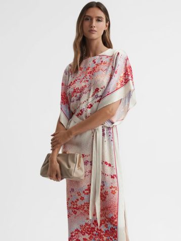 Reiss Lydia Printed Maxi Dress Cream Multi