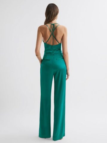 Reiss Malia Cowl Neck Jumpsuit Green