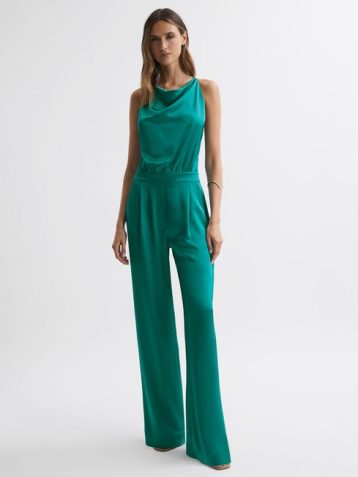 Reiss Malia Cowl Neck Jumpsuit Green