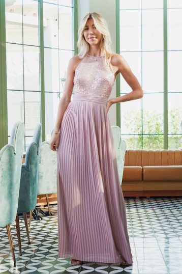 TFNC Serene Sequin Mauve Maxi Bridesmaid Dress