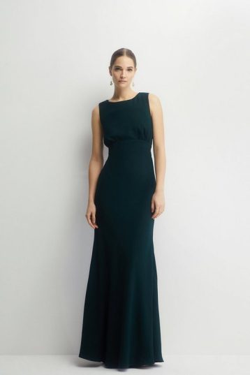 Coast Cowl Back Fishtail Bridesmaids Maxi Dress Emerald Green