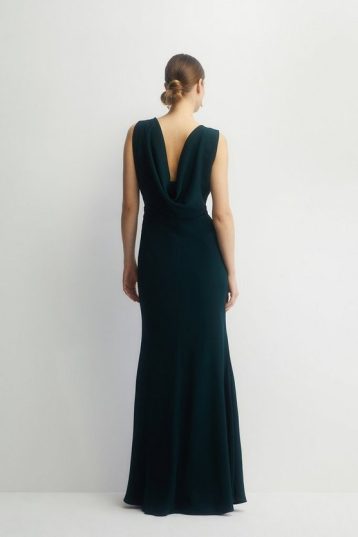 Coast Cowl Back Fishtail Bridesmaids Maxi Dress, Emerald Green - Image 2