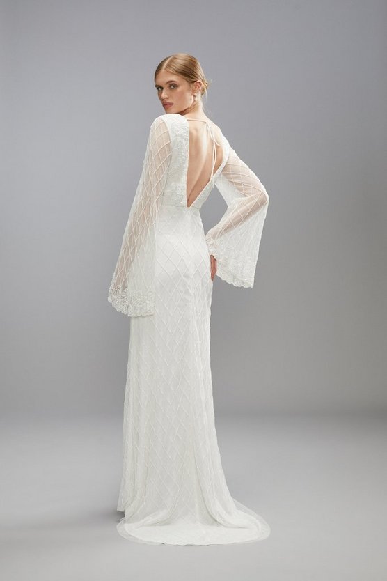 Coast Embellished Tie Back Boho Bridal Maxi Dress Ivory