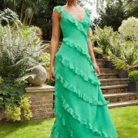 Dorothy Perkins Green Strappy Ruffle Maxi Dress