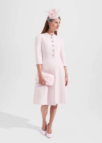 Hobbs Chara Fit And Flare Coat Pale Pink Blush