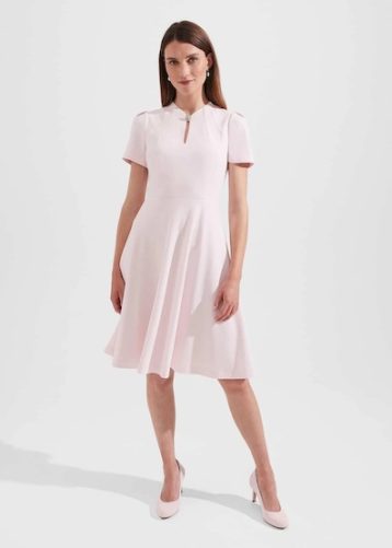 Hobbs Chara Fit And Flare Dress Pale Pink Blush