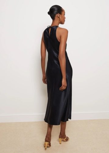 Hobbs Ponsonby Satin Midi Dress Navy Blue