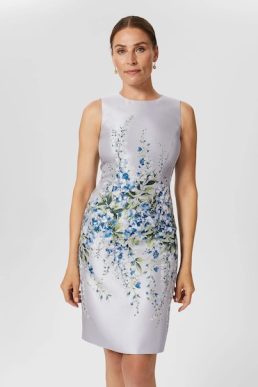 Hobbs Sofia Jacquard Dress Pale Blue Multi