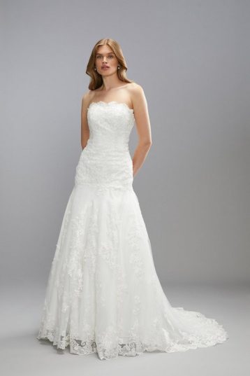 Coast Premium Lace Sweetheart Fishtail Wedding Dress Full Skirt ivory