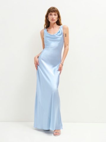 Reformation Annabelle Silk Maxi Bridal Dress Light Blue Horizon