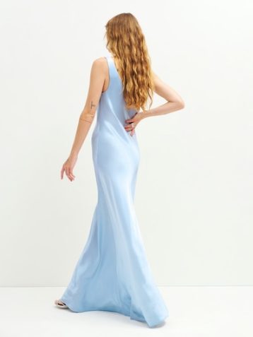 Reformation Annabelle Silk Maxi Bridal Dress Light Blue Horizon