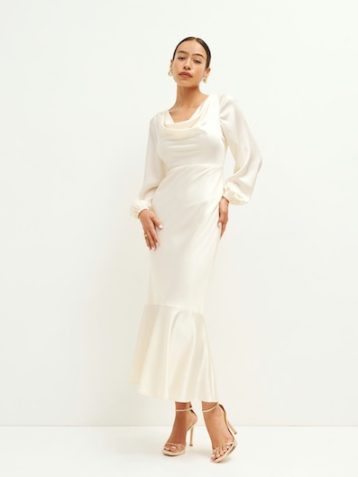 Reformation Lazaro Satin Dress Ivory