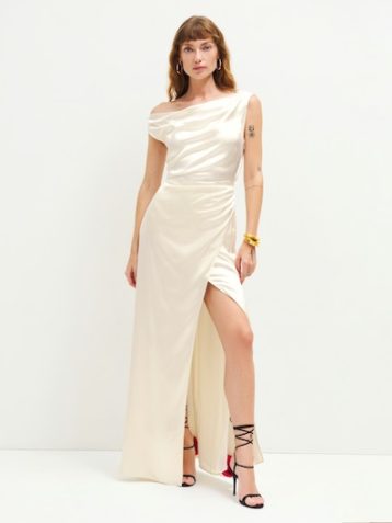 Reformation Poema Silk Maxi Dress Ivory