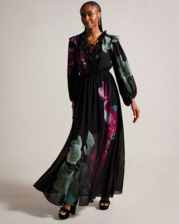 Ted Baker Gionnna Embroidered Maxi Dress Black Multi