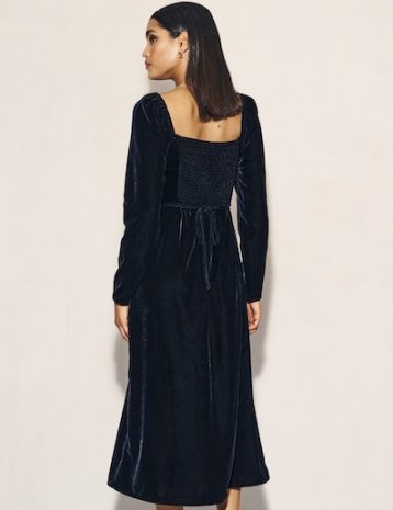 Nobody's Child Black Velvet Abby Midi Dress RECYCLED