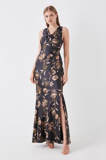 Coast Sophie Habboo Cowl Neck Maxi Dress Black Multi