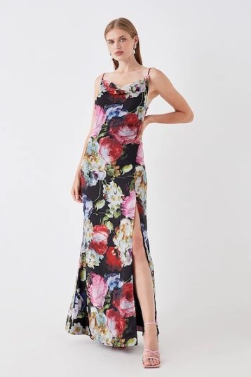 Coast Sophie Habboo Printed Chiffon Cowl Neck Maxi Dress Multi