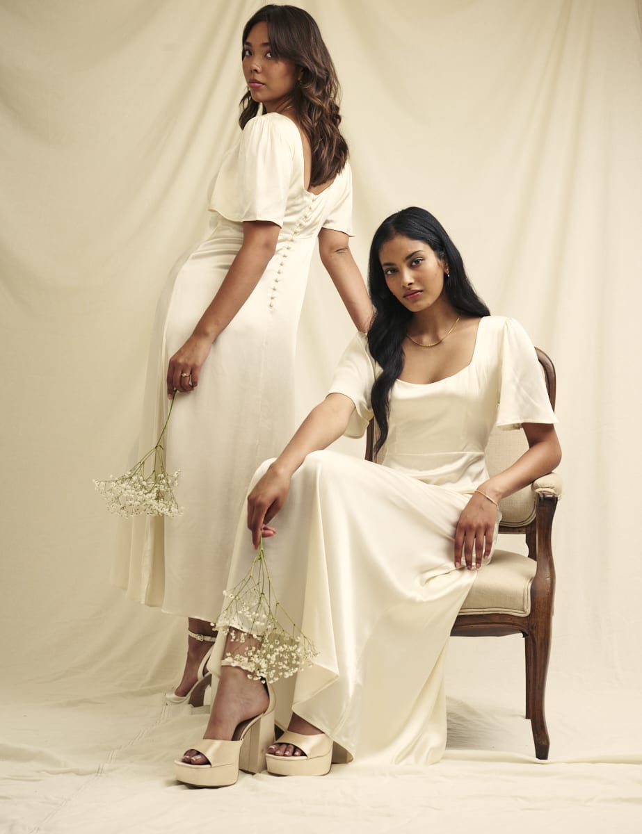 Ivory Satin Becca Bridesmaid Midaxi Dress, £85