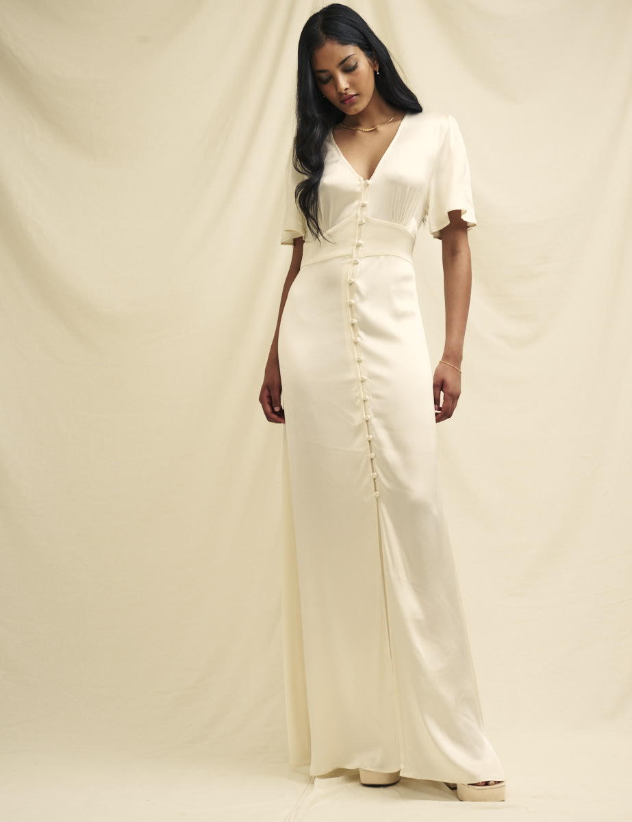 Ivory Satin Erin Bridesmaid Maxi Dress, £99