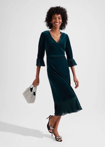 MELODIE VELVET SHIFT DRESS green