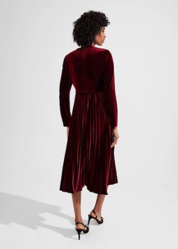 Hobbs Rosalie Velvet Dress Deep Red