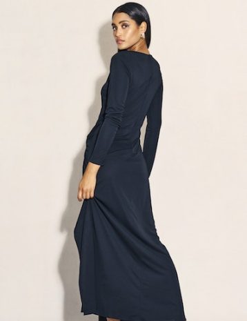 Nobody's Child Black Side Slit Gathered Lenka Maxi Dress