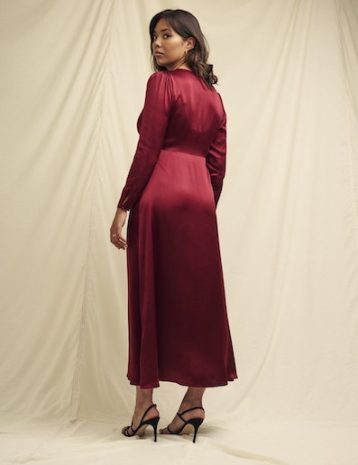 Nobody's Child Claret Red Satin Emma Bridesmaid Midaxi Dress