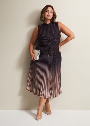 Phase Eight Estella Dark Purple Ombre Midaxi Dress Purple