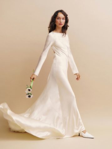 Reformation Adwen Silk Sleeve Wedding Dress Ivory