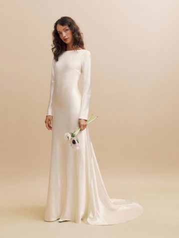 Reformation Adwen Silk Sleeve Wedding Dress Ivory