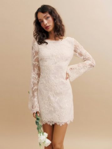 Reformation Valencia Lace Dress Ivory