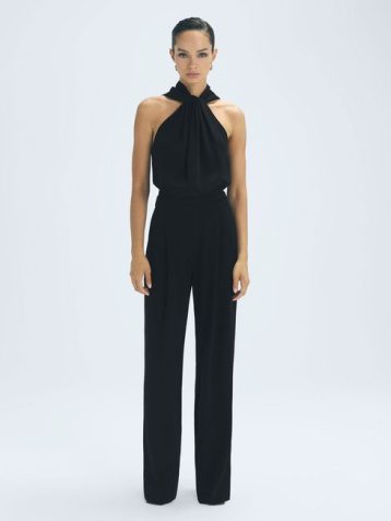 Reiss Ida Atelier Halter Neck Jumpsuit Black