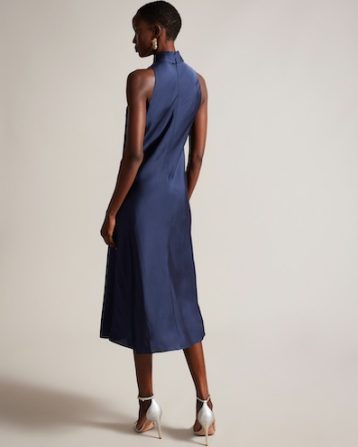 Ted Baker Llauraa Satin Midaxi Slip Dress Navy Blue