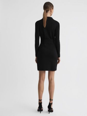 Reiss Elisha Double Breasted Mini Dress Black